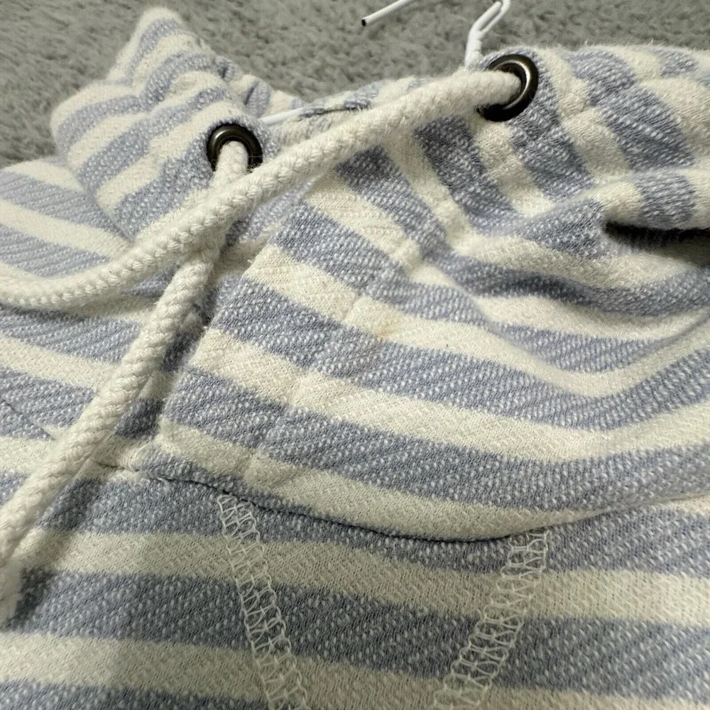 J.Crew Hoodie Sweatshirt Pullover White Blue‎ Stripe Women's Size Small